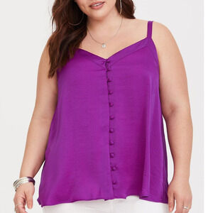 Torrid Sophie color purple Fuchsia Button-Loop Swing Cami sz 2